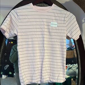 Calvin Klein Men's Pink Striped T-Shirt